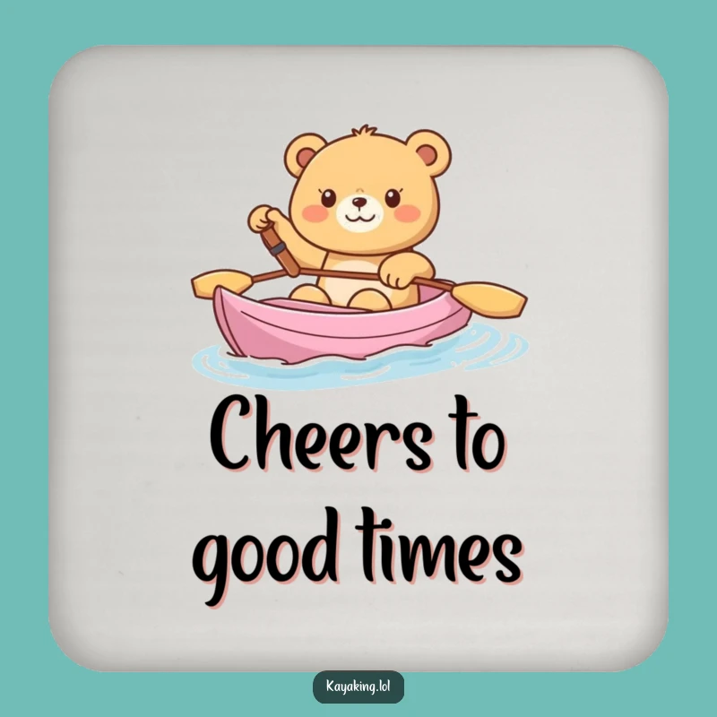 Funny Happy Bear Kayak Coaster: Cheerful Drink Accessory, Perfect Gift for Hosts