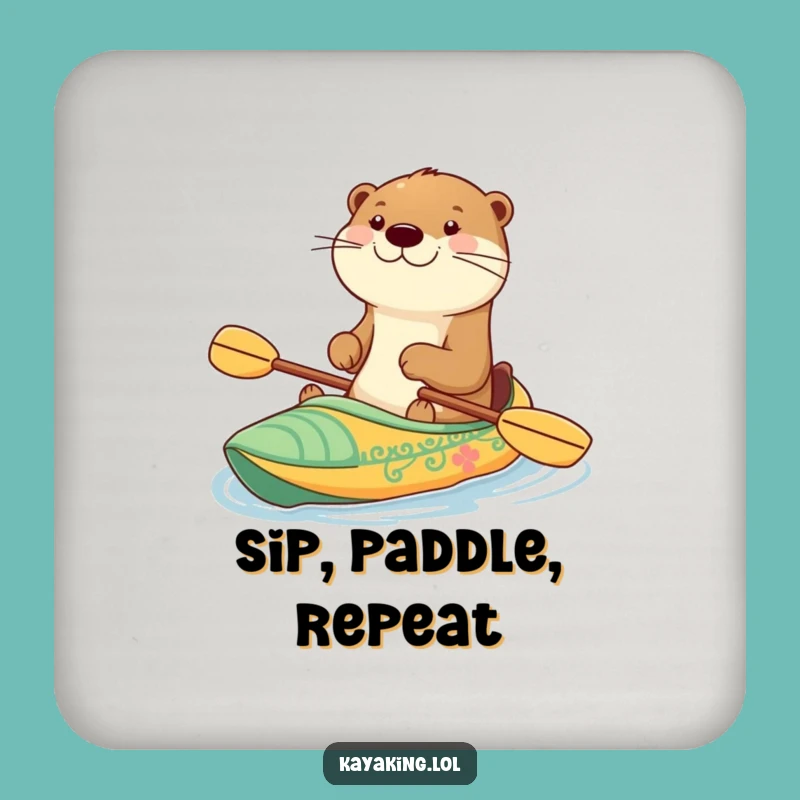 Funny Happy Otter Kayak Coaster - Protect Surfaces with Cheer