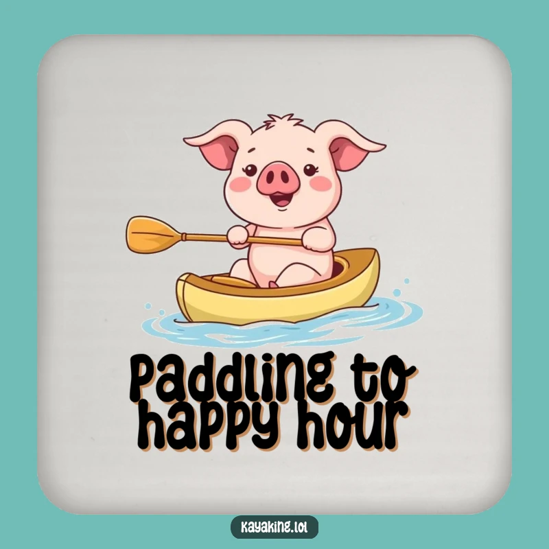 Funny Kayaking Pig Coaster - Protect Surfaces Hilariously