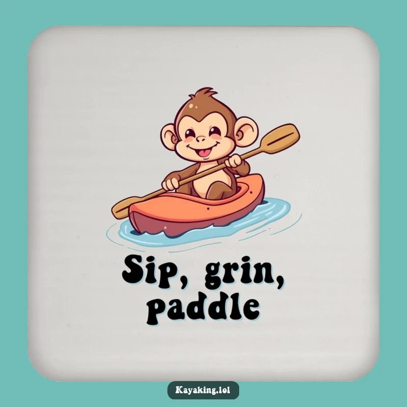 Funny Monkey Kayak Coaster: Protect Surfaces with this Playful Design, a Chic Funny Gift!