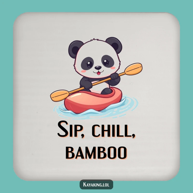 Funny Panda Kayaking Coasters (Set of 4): Confident Rider, Protect Surfaces, Unique Funny Gift