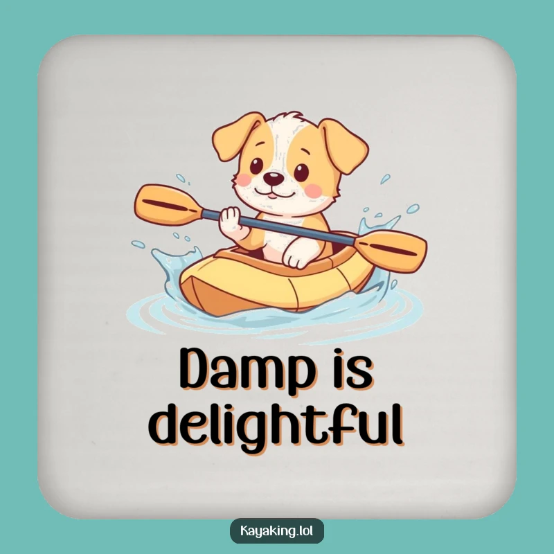 Funny Puppy Kayak Coaster: Splashy Pup's Drink Saver, Protect Surfaces with Humor