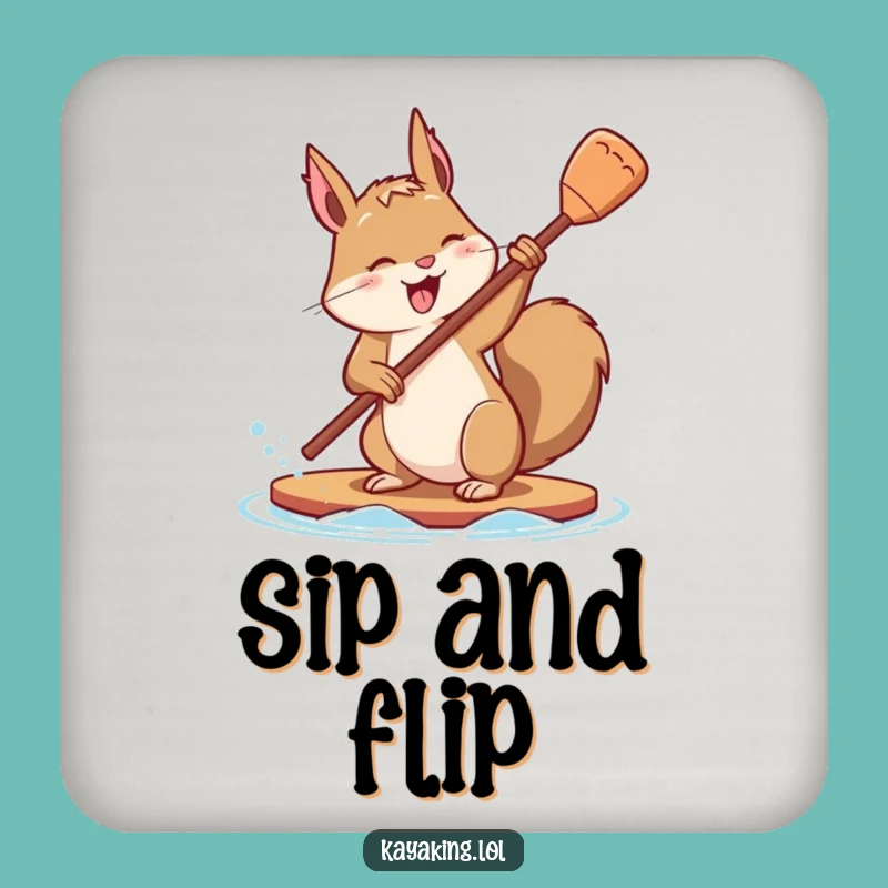 Funny Squirrel Paddle Drink Coaster: Determined Style, Funny Gift