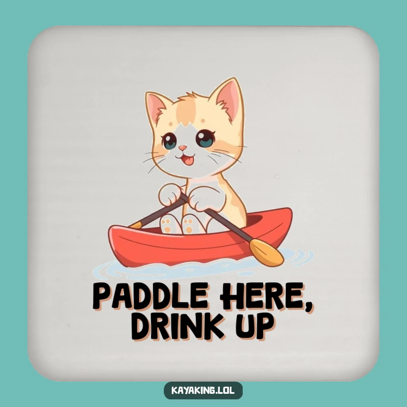 Funny Kitten Kayak Drink Coaster: Protect Surfaces, Cute Funny Gift