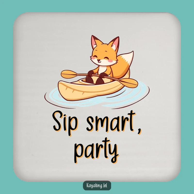 Funny Fox Kayaking Coasters (Set of 4): Graceful Navigator, Protect Surfaces, Funny Gift