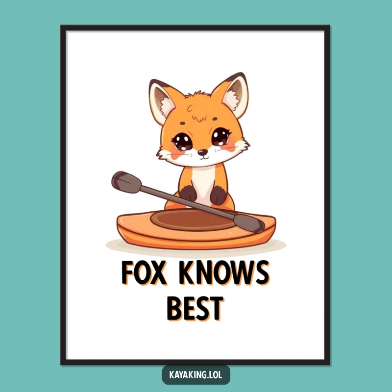 Funny Fox Kayaking Poster - Whimsical Wall Art for Explorers