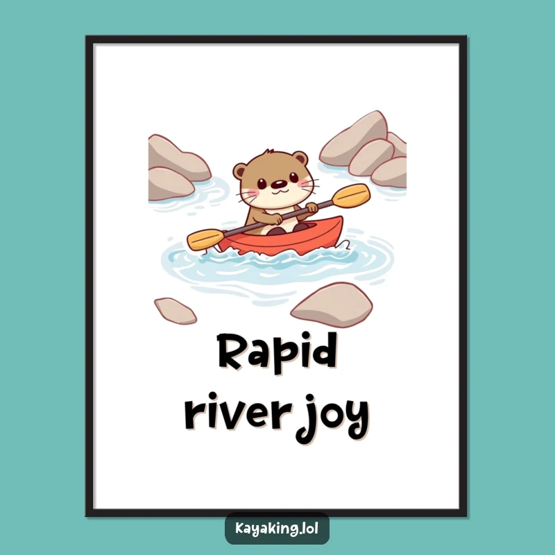 Funny Otter Kayak Poster: Playful Art, Perfect Humorous Gift for Adventure Walls