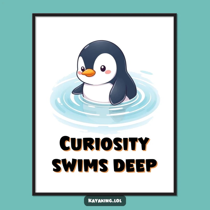 Funny Penguin Glide Poster: Decorate with Curiosity! This Calm Art is a Fantastic Funny Gift Idea!