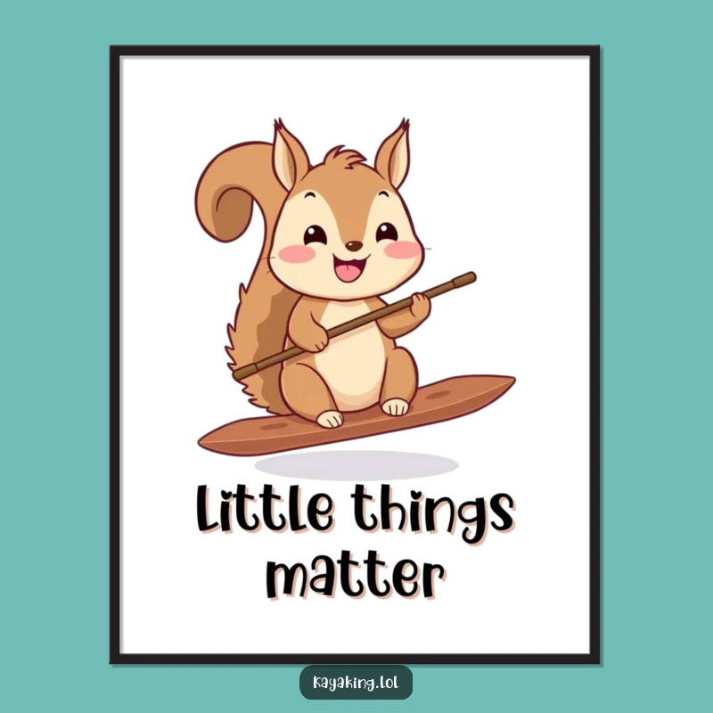 Funny Squirrel Paddling Poster: Tiny Adventure Art for Whimsical Decor
