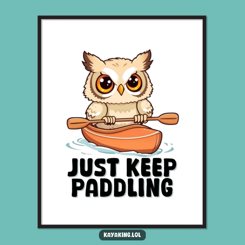 Funny Startled Owl Kayak Poster: Bring Hilarious Wildlife to Your Walls