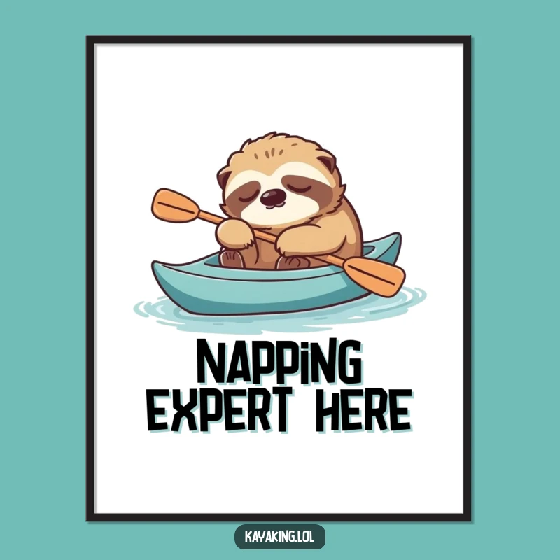 Funny Sloth Kayak Poster: Bring Tranquility and Humor to Your Walls