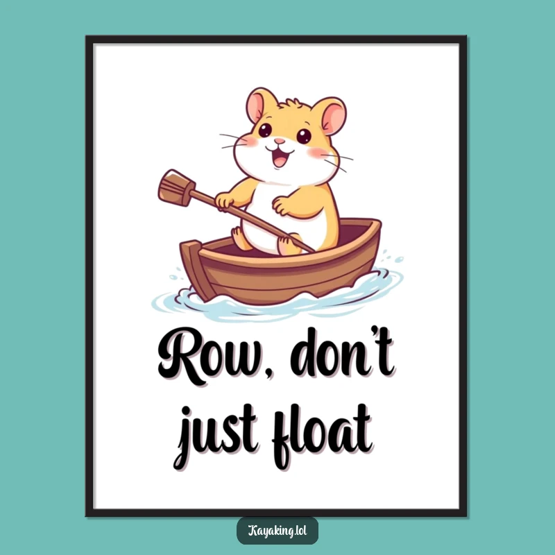 Funny Hamster Boat Race Poster: Cheerful Rodent's Winning Paddle Art, Ideal Funny Gift!