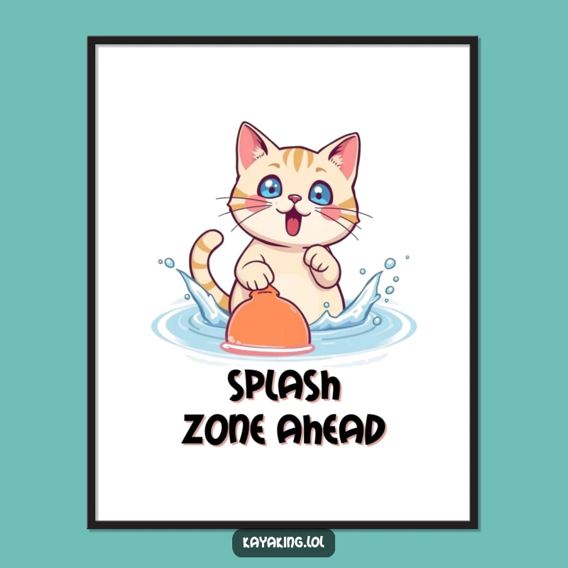 Funny Cat Splash Poster: Decorate with Playful Chaos! This Surprised Art is a Fantastic Funny Gift Idea!