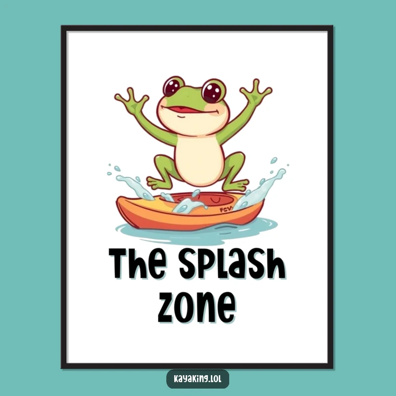 Funny Frog Kayak Splash Poster: Humorous Wall Art, Perfect Gift for Decorators