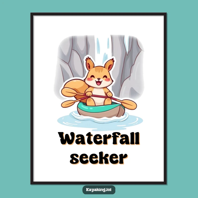 Funny Squirrel Kayak Waterfall Poster: Bring Adventure and Humor to Your Walls