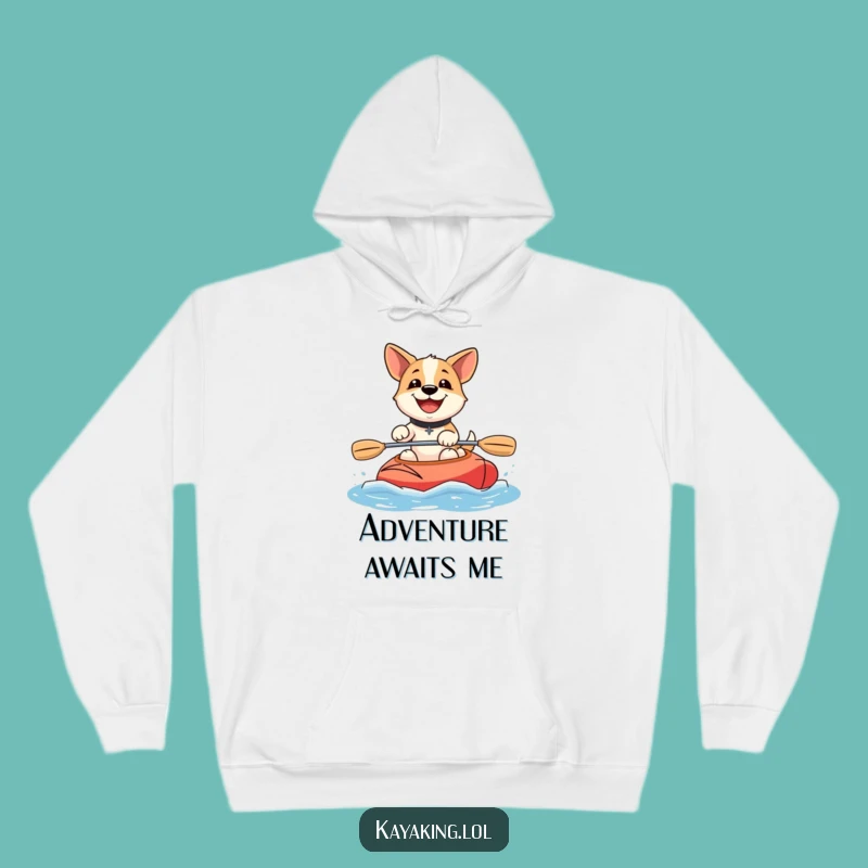 Cozy Funny Happy Dog Kayaking Hoodie: Smiling Pup Paddles, Warm & Wonderful Funny Gift