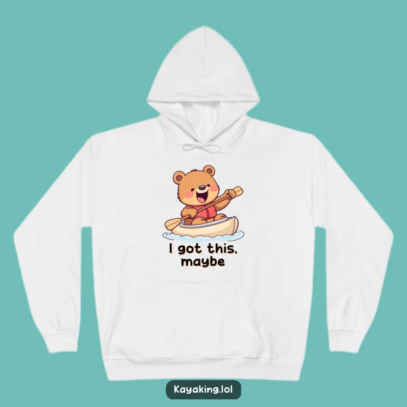 Cozy Funny Excited Bear Kayak Hoodie - Warm Wilderness Gift