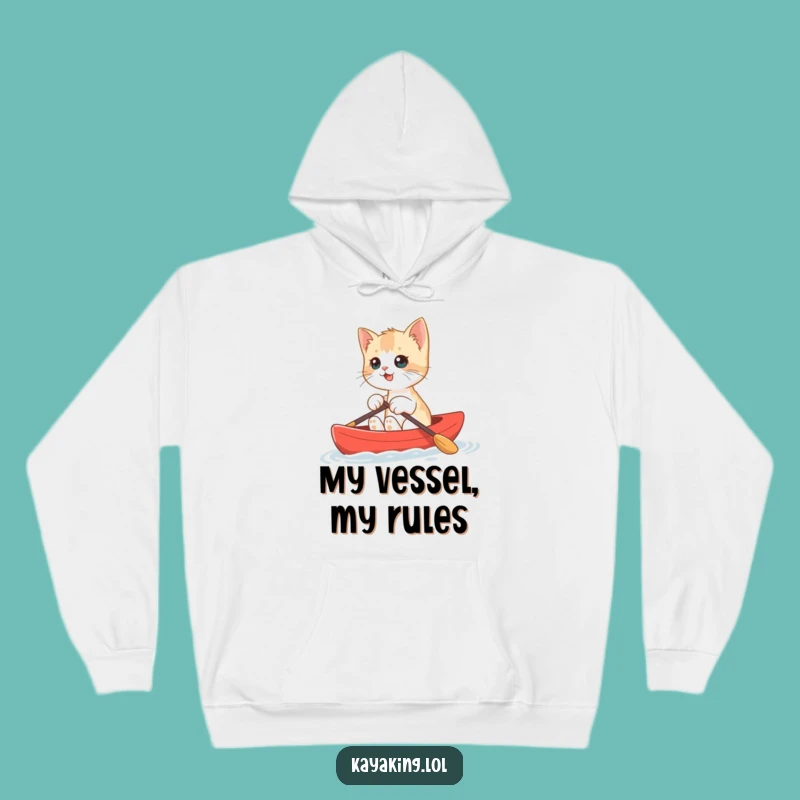 Funny Kitten Kayak Hoodie: Cozy Cat Bobbing Adventure, Warm Funny Gift