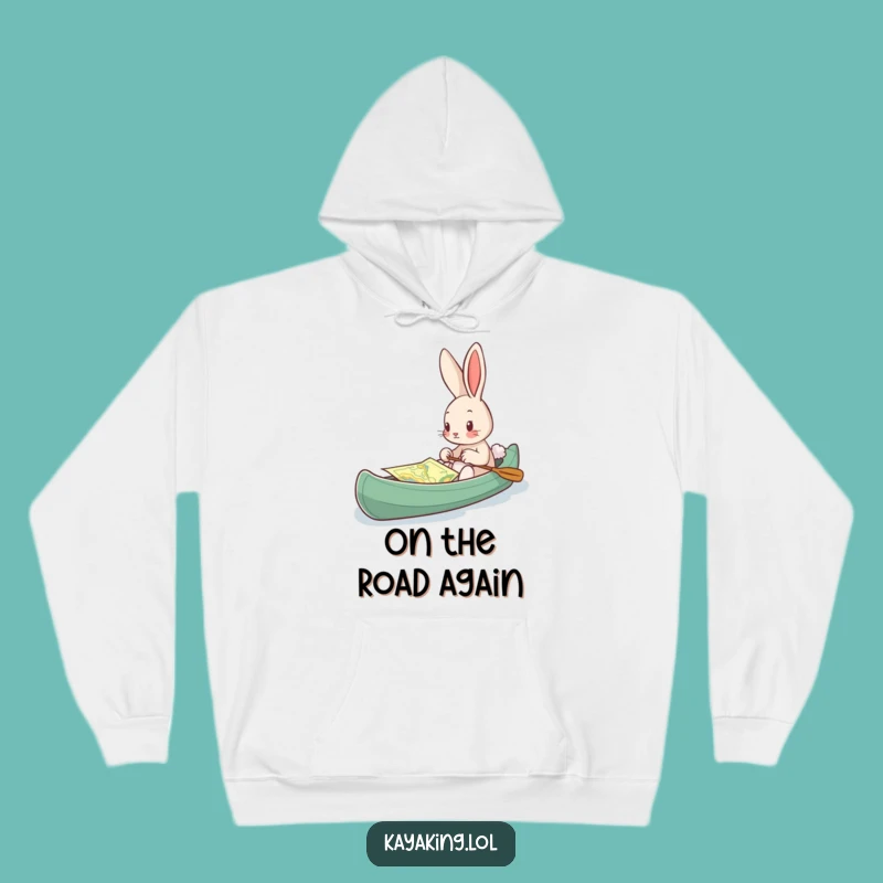 Funny Bunny Kayak Map Hoodie: Cozy Explorer Sweatshirt, Perfect Gift