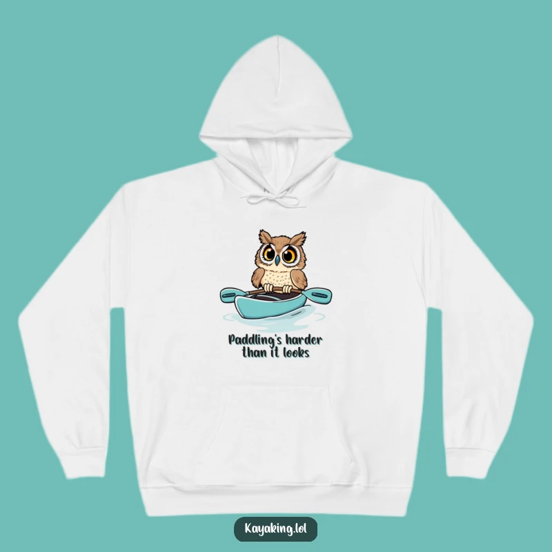 Funny Startled Owl Hoodie: Cozy Kayaking Mishap Wear - Perfect Funny Gift