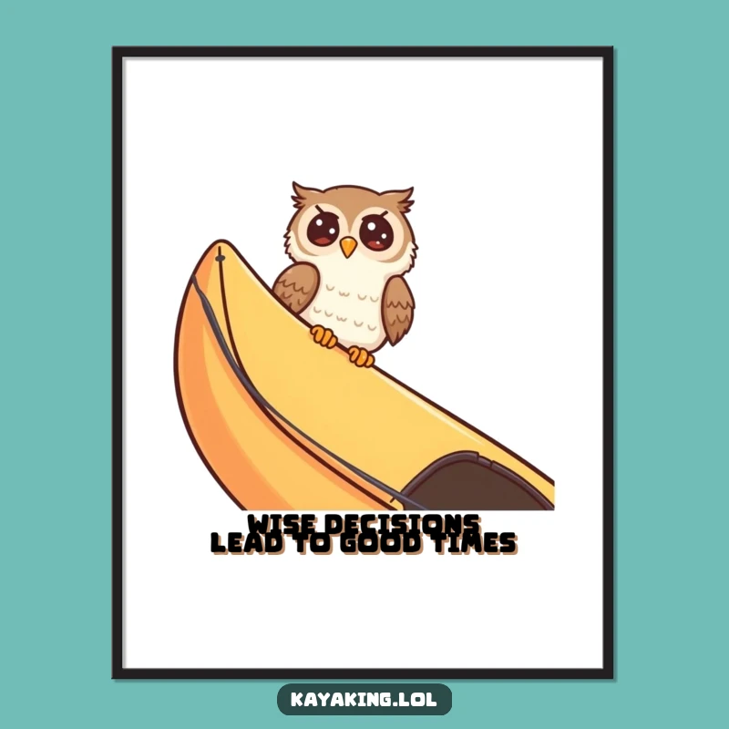 Free Printable Funny Owl Kayak Wall Art - Downloadable Humorous Home Decor