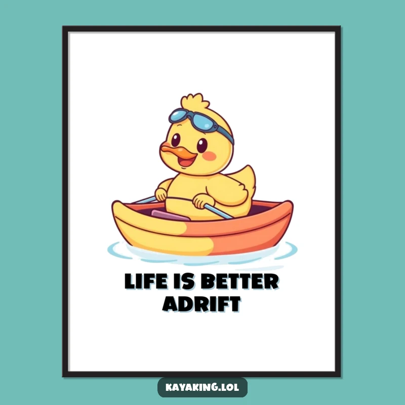 Free Printable Wall Art: Funny Duck Kayaking - Humorous Downloadable Art for Home
