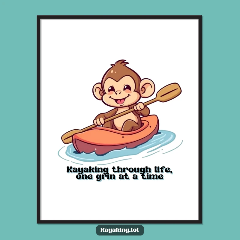 Free Printable Wall Art: Funny Monkey Kayak - Downloadable Art for Fun