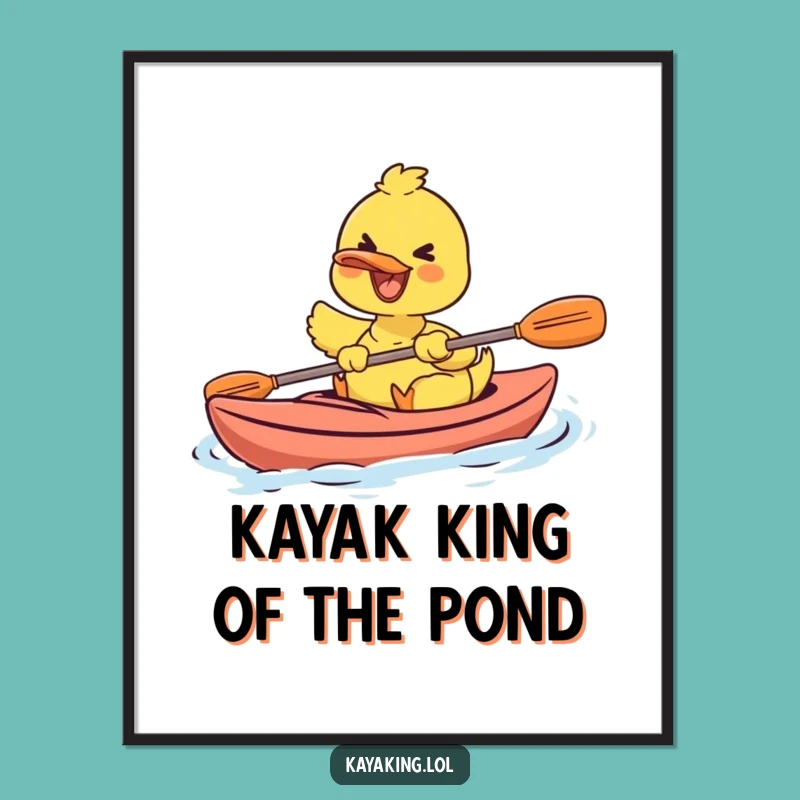 Free Printable Wall Art: Happy Duck Kayaking, Funny Downloadable Decor