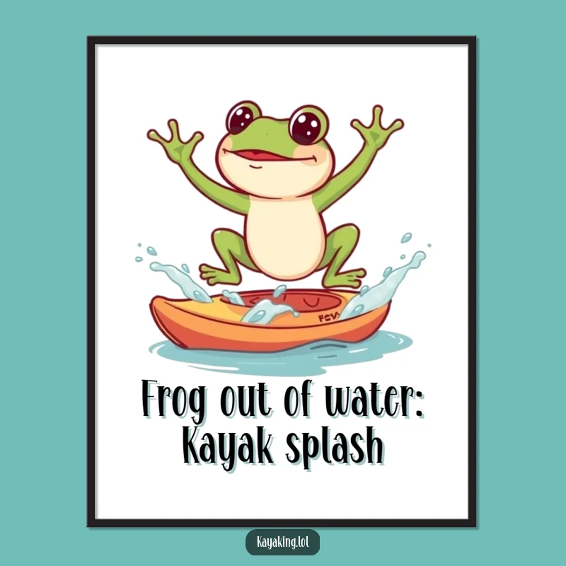 Funny Free Printable Wall Art: Froggy Splash Kayak Jump Humor Downloadable Decor