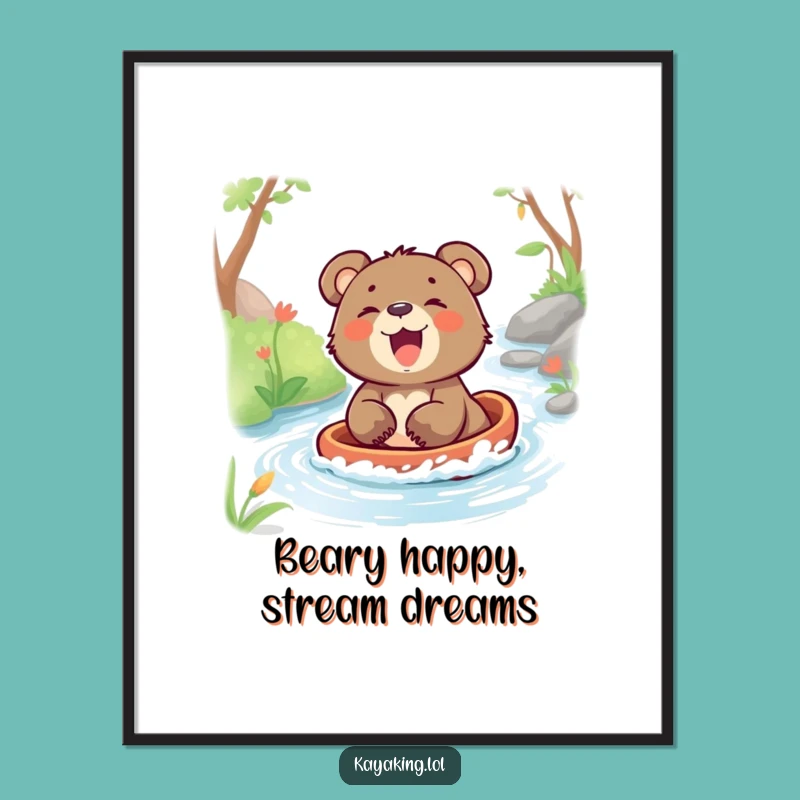 Funny Free Printable Wall Art: Bear Cub's River Laugh, Downloadable Art for Joy