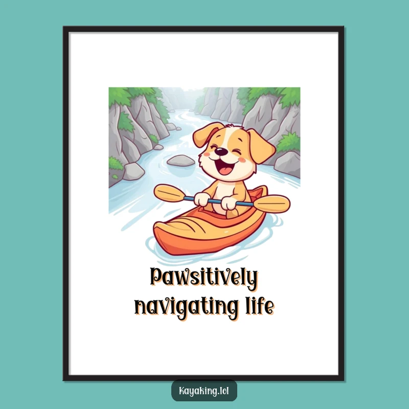 Funny Free Printable Wall Art: Surprised Puppy Kayaking - Giggles Downloadable Decor