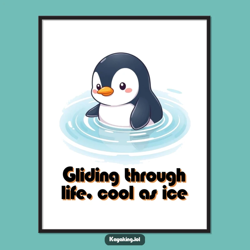 Free Printable Wall Art: Funny Penguin Glide - Downloadable Art for Calm