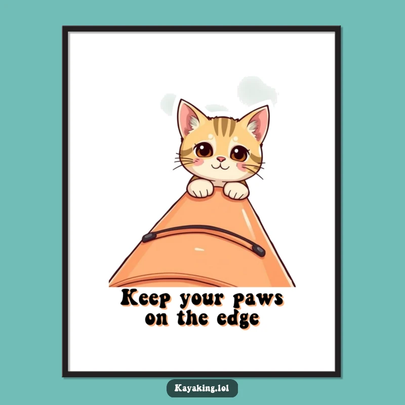 Funny Free Printable Wall Art: Curious Cat Kayaking - Downloadable Decor