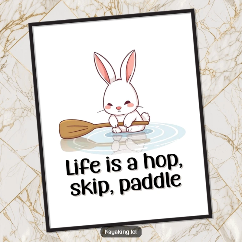 Funny Free Printable Wall Art: A playful bunny dips its oar in the water, creating a charming and whimsical scene.