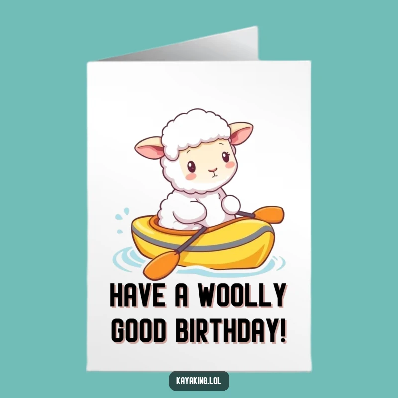 Free Printable Sheep Kayak Birthday Card - Fluffy Funny Downloadable Greeting