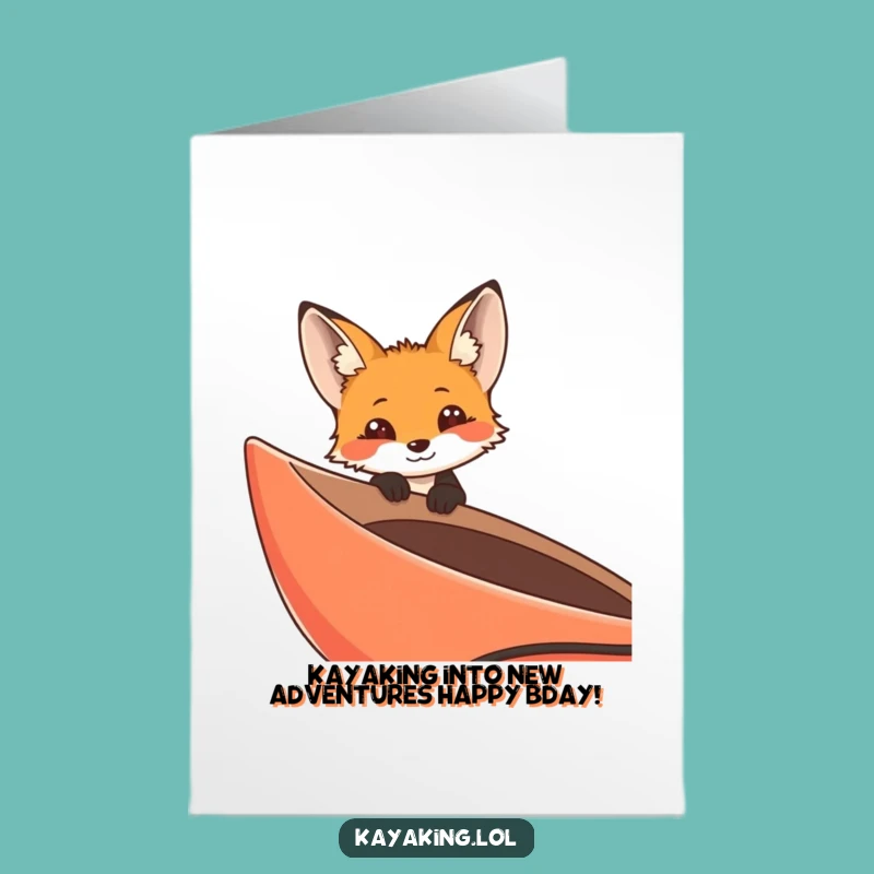 Free Printable Birthday Card: Curious Fox Kayak Funny Downloadable Gift