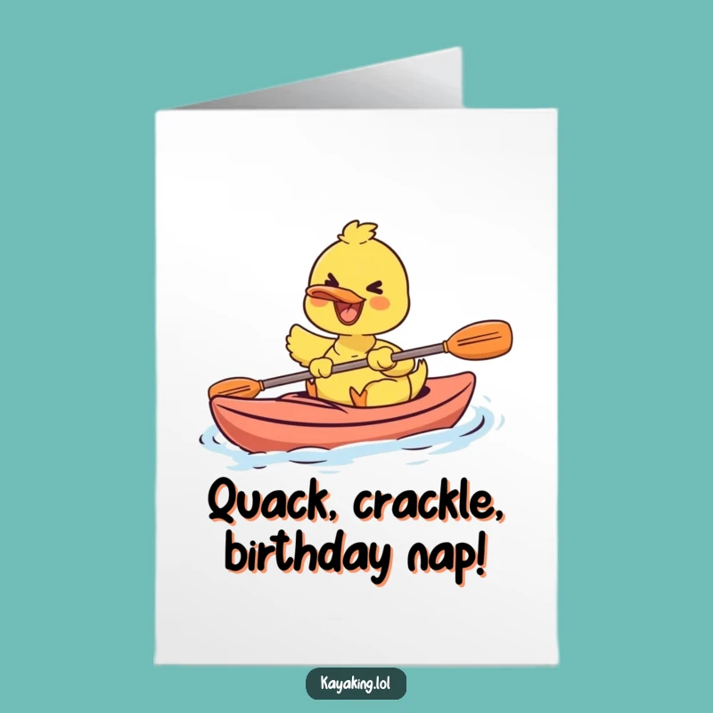 Free Printable Birthday Card: Joyful Duck Kayaking, Funny Downloadable Gift
