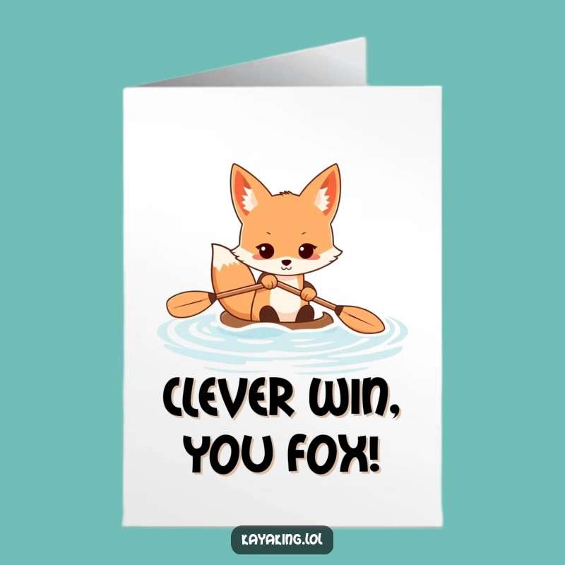 Free Printable Congrats Card: Determined Fox Kayak Victory - Funny Downloadable