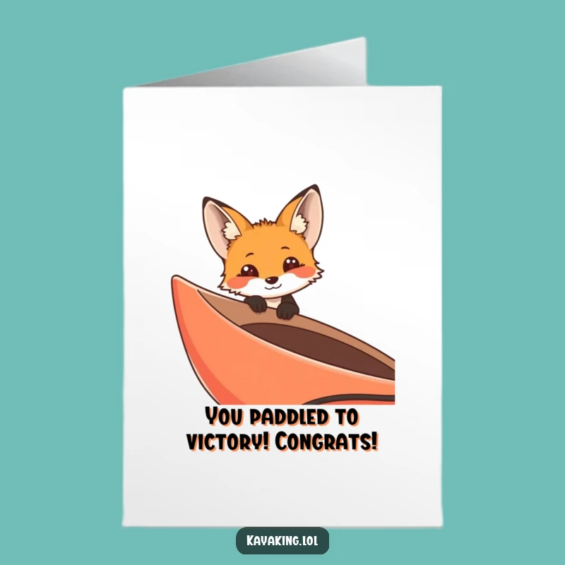 Free Printable Congrats Card: Curious Fox Kayak Funny Downloadable Gift