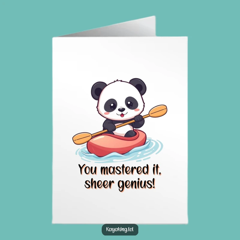 Free Printable Congrats Card: Panda Kayaking Funny Achievement Downloadable Greeting Gift
