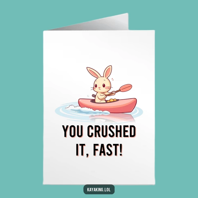 Free Printable Congrats Card: Speedy Rabbit Wins the Kayak Race!