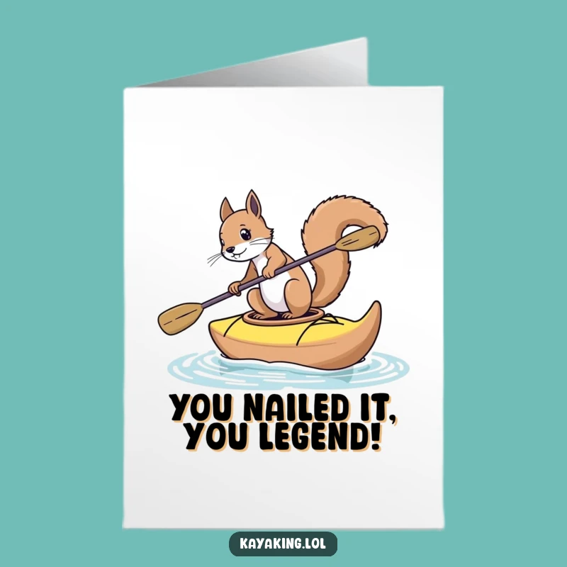 Free Printable Funny Congratulations Card: Wobbly Kayak Squirrel - Awesome Downloadable Gift