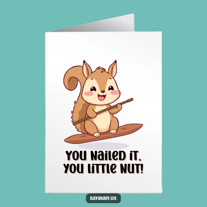 Free Printable Squirrel Congratulations Card: Tiny Paddle Winner Downloadable Gift