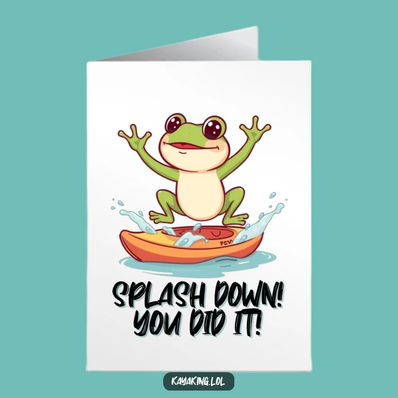 Free Printable Congrats Card: Froggy Splash Kayak Landing Achievement Downloadable