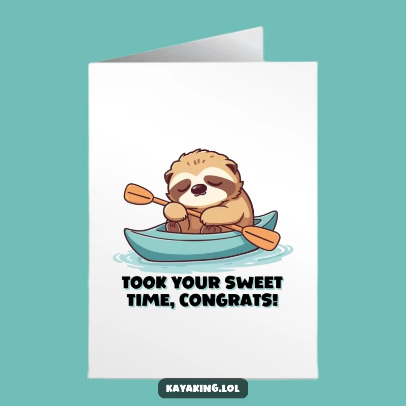 Free Printable Congrats Card: Sloth's Relaxing Kayak Achievement!