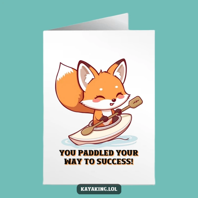 Free Printable Fox Congratulations Card: Kayak Triumph Downloadable Gift
