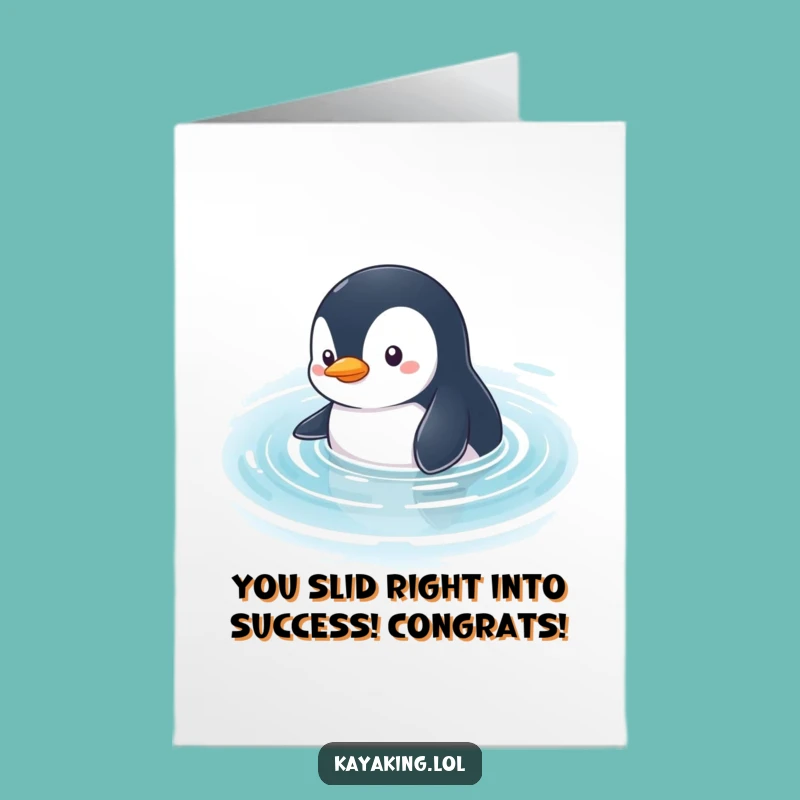 Free Printable Congrats Card: Penguin Glide Success - Humorous Downloadable