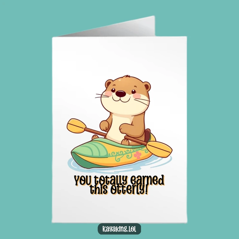 Free Printable Congrats Card: Happy Otter Kayaking - Funny Downloadable Gift