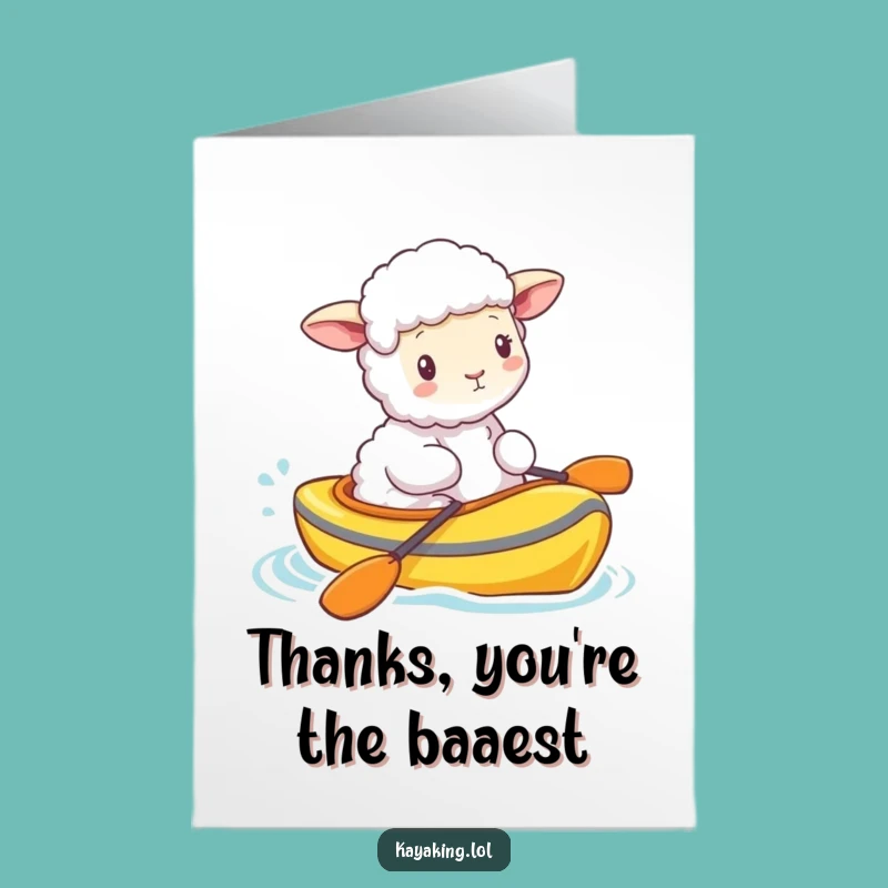 Free Printable Sheep Kayak Thank You Card - Cute Downloadable Gratitude