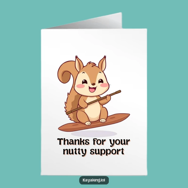 Free Printable Squirrel Thank You Card: Paddling Gratitude Downloadable Gift